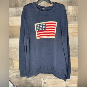 Ralph Lauren Polo Jeans Co. Adult Sz XL USA Flag Crew Neck Sweater 90s